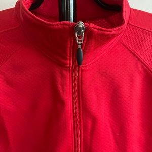 Lands End Men’s Large Shirt Pullover Mock Neck Long Sleeve Red Zipper